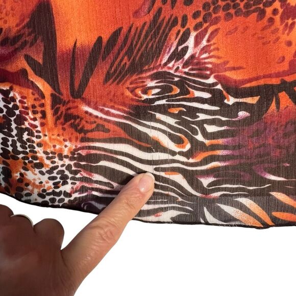 Russell Kemp Womens Oversized Animal Print Tunic Top Size 2X Sheer Flowy Mature - Picture 4 of 9